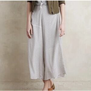 Faithfull The Brand L Black White Beige Striped Wide Leg Cropped Side Slit Pants